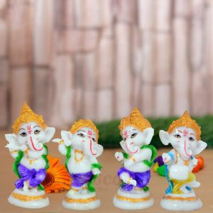 Set of 4 Dancing Ganesha Statues