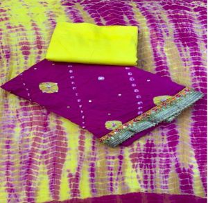 Cotton Party Wear Unstitched Bandhej Suits