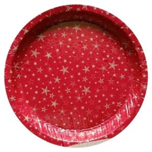 Disposable Red Printed Paper Plates