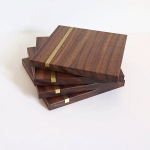 wooden and brass coasters