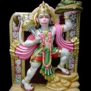 1.5 Feet Marble Multocolor Hanuman Statue