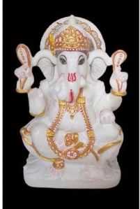 1 Feet Marble White Ganesh Statue