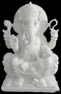 15 Inch Marble Carved Ganesh Statue
