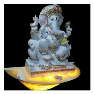 15 Inch Marble White Ganesh Statue