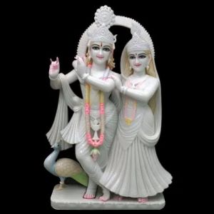 2.5 Feet Marble Carved Radha Krishna Statue