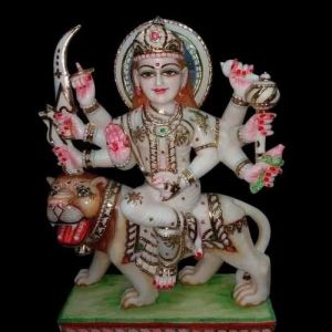 2.5 Feet Marble Glossy Durga Mata Statue