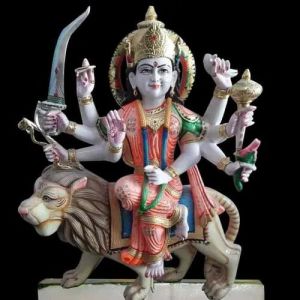 2.5 Feet Marble Traditional Durga Mata Statue