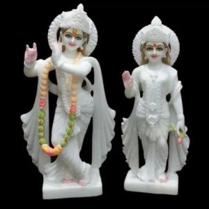 2.5 Feet Marble White Radha Krishna Statue