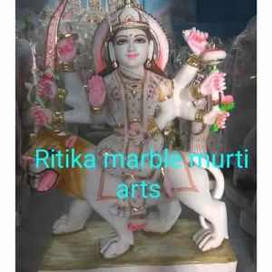 3 Feet Marble Carved Durga Mata Statue