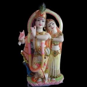 3 Feet Marble Multicolor Radha Krishna Statue
