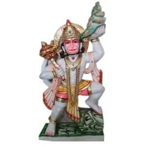 3 Feet Marble Painted Hanuman Statue