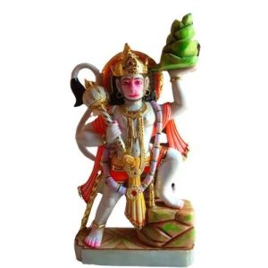 4.5 Feet Marble Multocolor Hanuman Statue