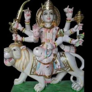 4 Feet Marble Carved Durga Mata Statue