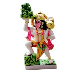 4 Feet Marble Glossy Hanuman Statue