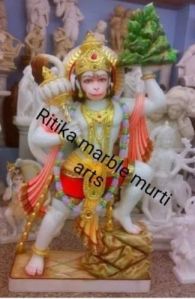 4 Feet Marble Multocolor Hanuman Statue