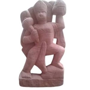4 Feet Marble Red Hanuman Statue