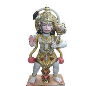 5 Feet Marble Multocolor Hanuman Statue