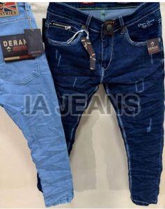 Mens Faded Blue Denim Jeans