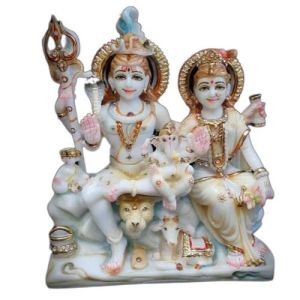 12 Inch Marble Shiv Parivar Statue