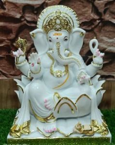 18 Inch Marble Ganesh Statue