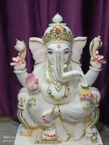 24 Inch Marble Ganesh Statue