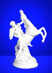 Marble Couple On Horse Statue