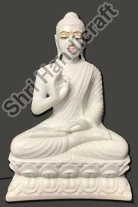 18 Inch White Marble Buddha Statue