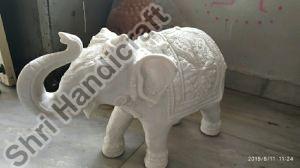 White Marble Elephant Sculpture