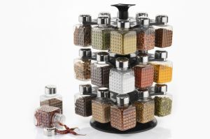 360 Degree Revolving Square Spice Rack (24 Pcs)