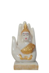 White Marble Palm Buddha Statue