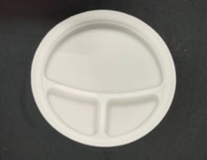 3 compartment biodegradable bagasse disposable plate