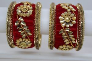 silk thread bangles with ship kada