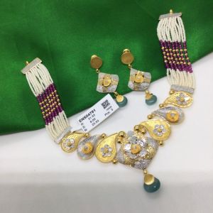 Gold Beaded Necklace Set