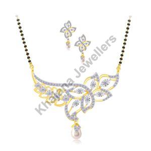 Poised Floral Diamond Mangalsutra Set
