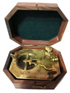 Antique Nautical Brass Sundial Compass