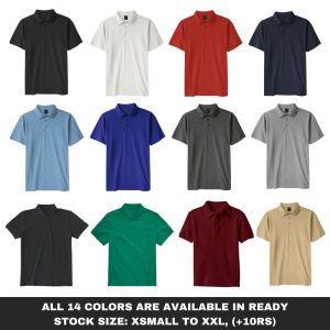 Plain Pure Cotton Pique (Matty, Airtex) Polo Neck T-Shirts