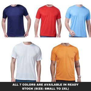 PLAIN ROUND NECK POLYESTER T-SHIRTS (100% MICRO POLYESTER)