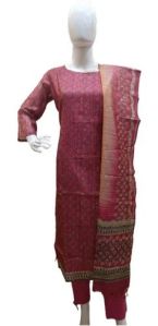 Cotton Pink Kurti Pant Dupatta Set