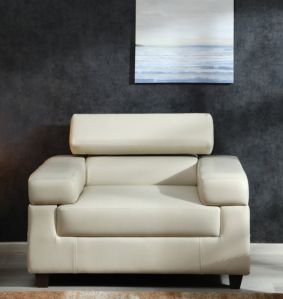 Penza Leatherette 1 Seater Sofa In Cream Colour