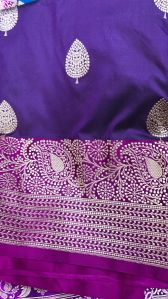 Plain Pure Silk Saree With Contrast Border