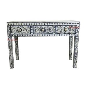 Rectangle Floral Bone Inlay Console Table