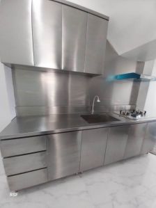 Stainless steel domestic kitchen