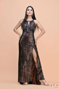Sequins Cocktail Gown with Slit
