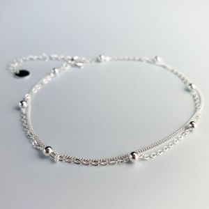Double Chain Sterling Silver Anklet