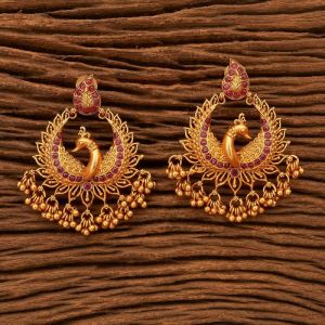 Ruby South Indian Style Peacock Earrings
