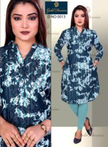 Dark Blue Tie Dye Printed Kurti