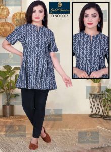 Denim Batik Printed Kurti