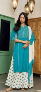 sky blue dupatta palazzo set