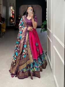 Dola Silk Printed with foil work Lehenga Choli