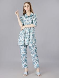 Ladies Cotton Rayon Printed Co-Ord Set